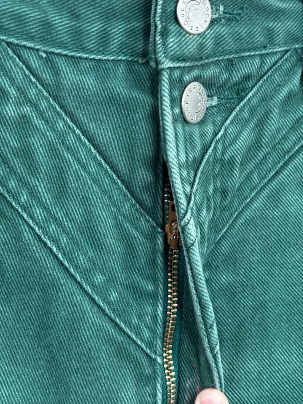 VTG Rockies Jeans 28/7 Green High Waist Bareback Western Denim 80s Made in USA